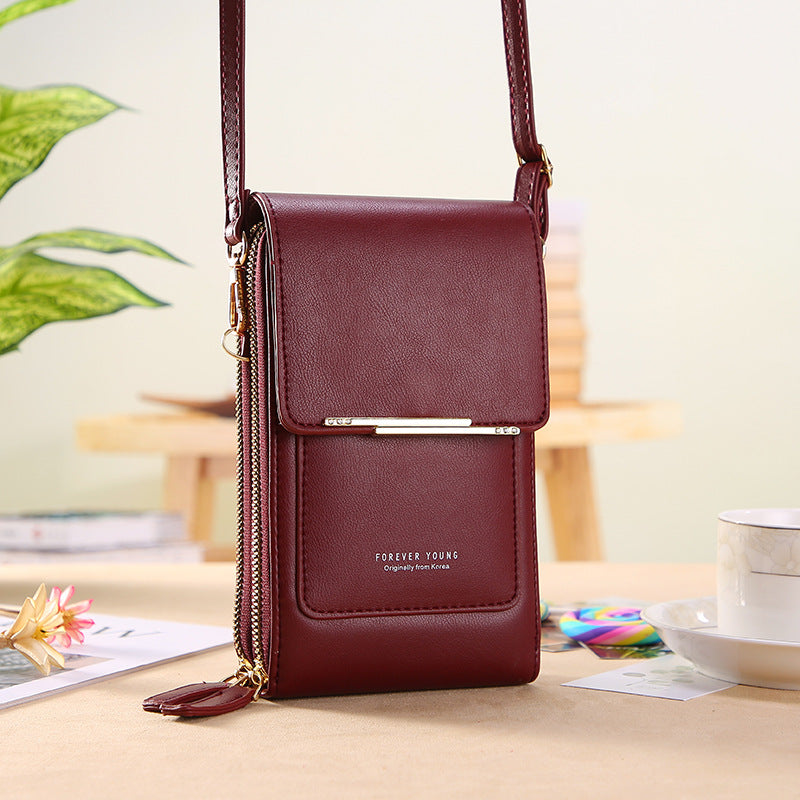 Touchscreen mobile phone bag for women, a all crossbody bag for holding mobile phones, vertical wallet