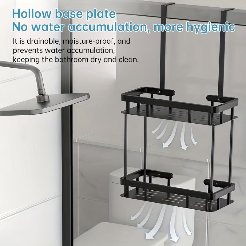 Hanging 2-Tier No-Drill Glass Door Bathroom Organize