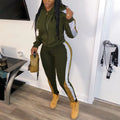 European and American women's dress color block patchwork casual hooded zipper coat two-piece set is sold on Amazon eBay