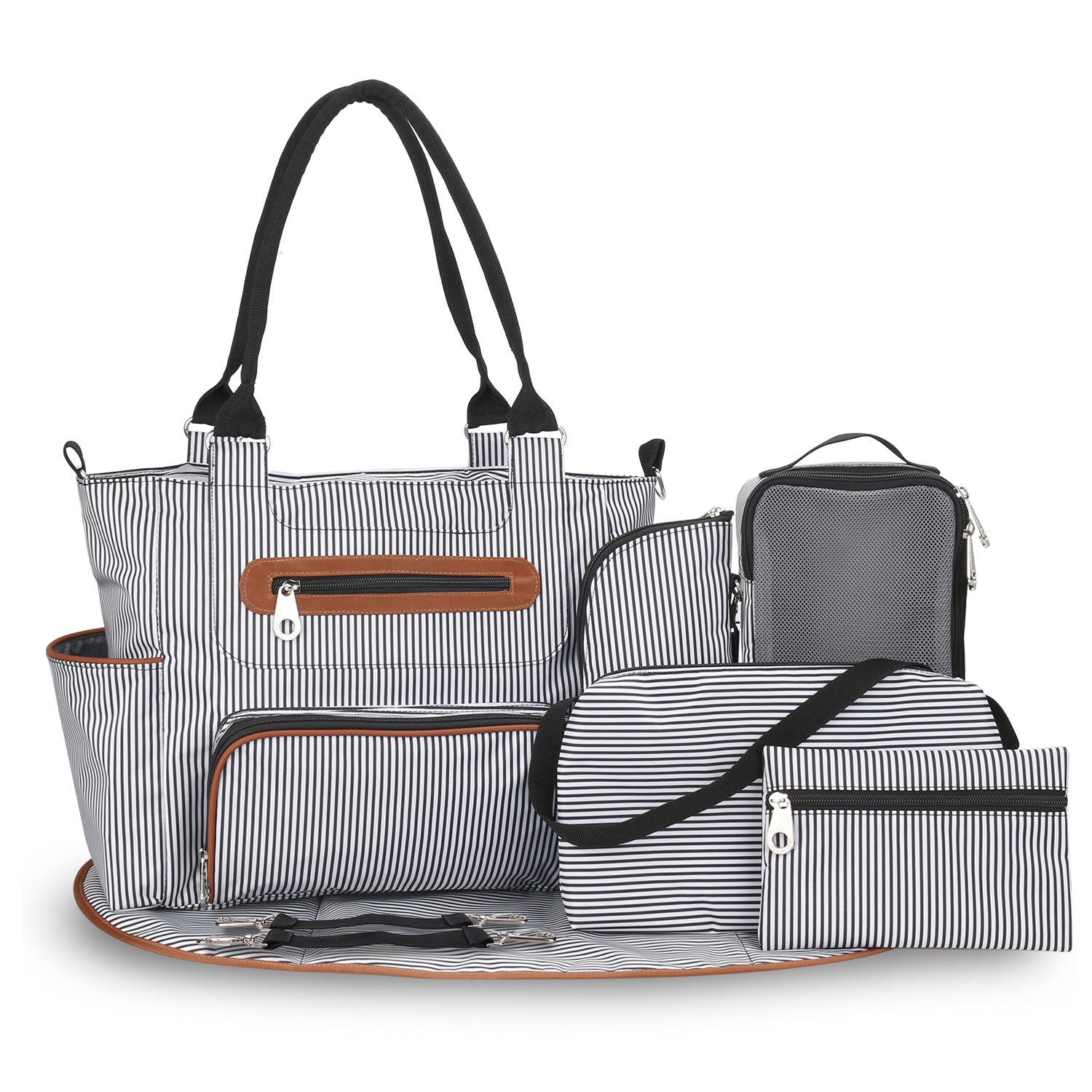 8 Piece Diaper Bag Set with ulated Bottle Pockets