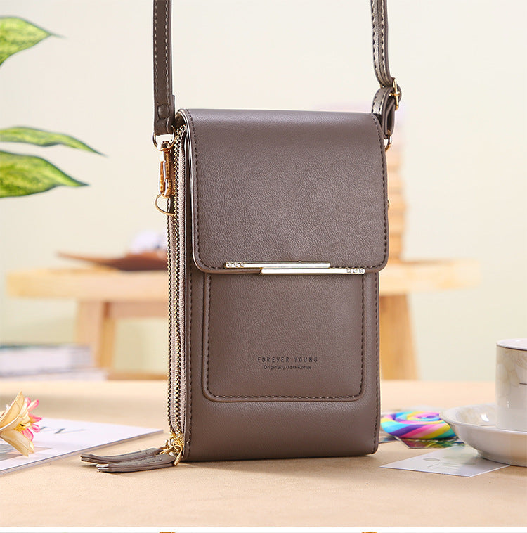 Touchscreen mobile phone bag for women, a all crossbody bag for holding mobile phones, vertical wallet