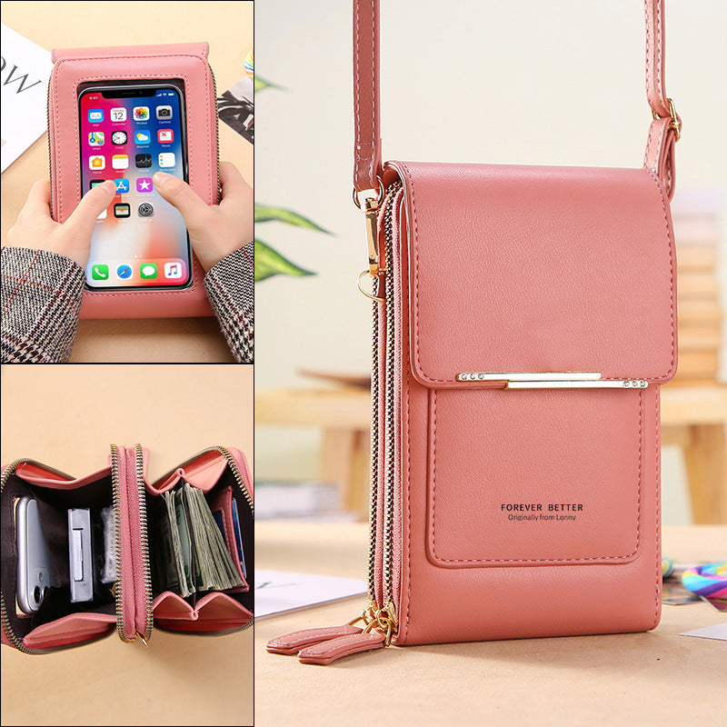 Touchscreen mobile phone bag for women, a all crossbody bag for holding mobile phones, vertical wallet