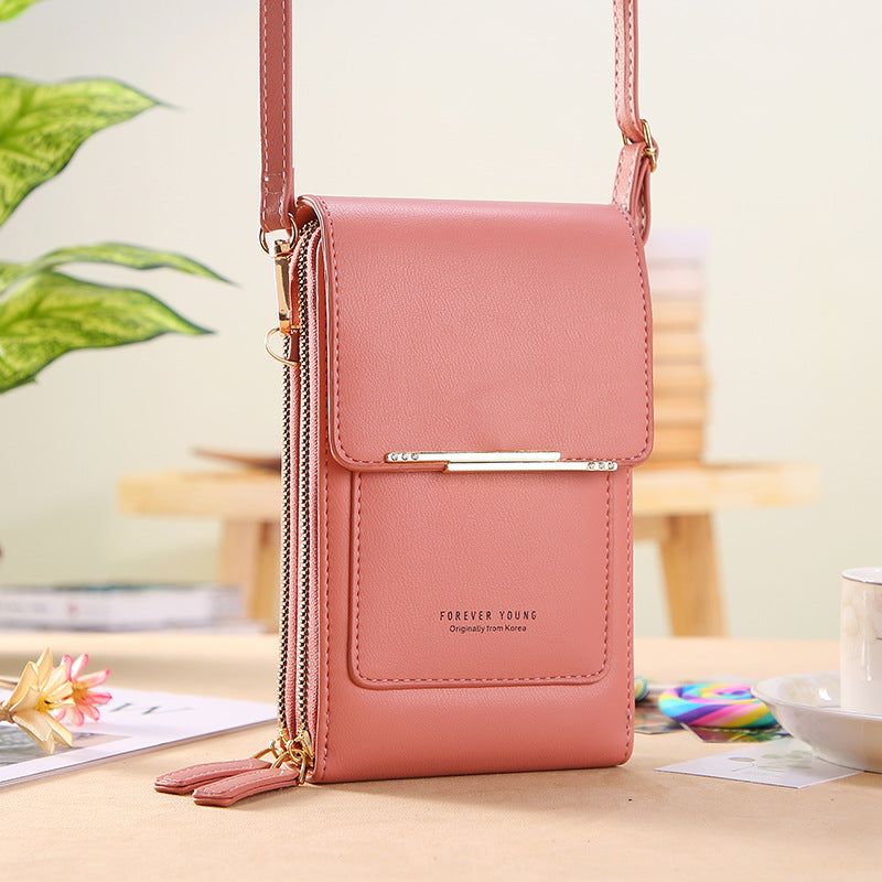 Touchscreen mobile phone bag for women, a all crossbody bag for holding mobile phones, vertical wallet