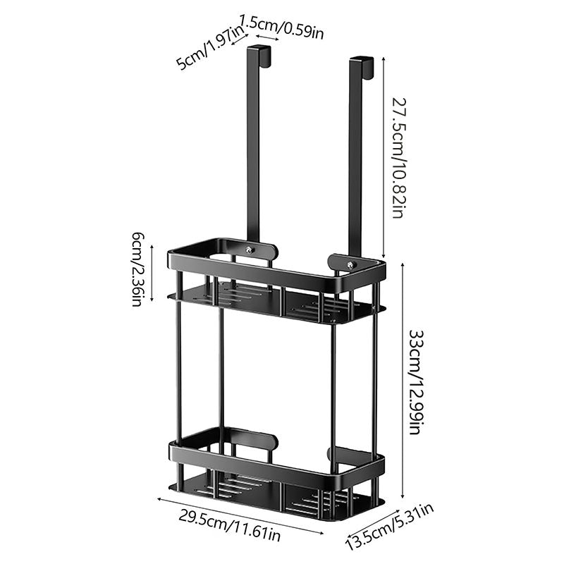 Hanging 2-Tier No-Drill Glass Door Bathroom Organize