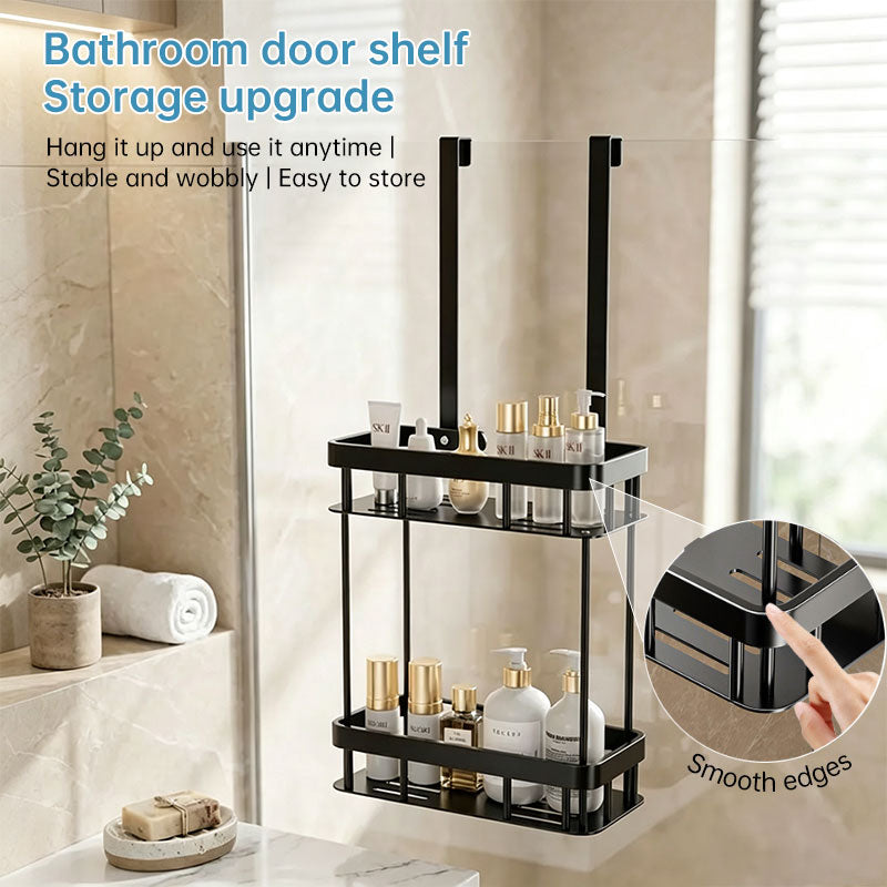 Hanging 2-Tier No-Drill Glass Door Bathroom Organize