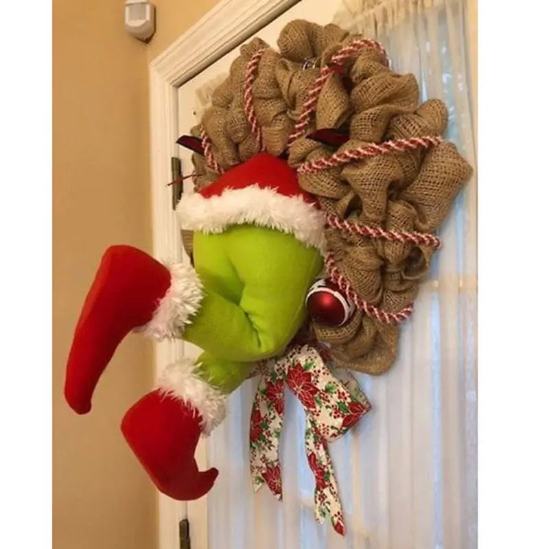 Santa Thief's Wreath Christmas Burlap Wreath Christmas Decorations
