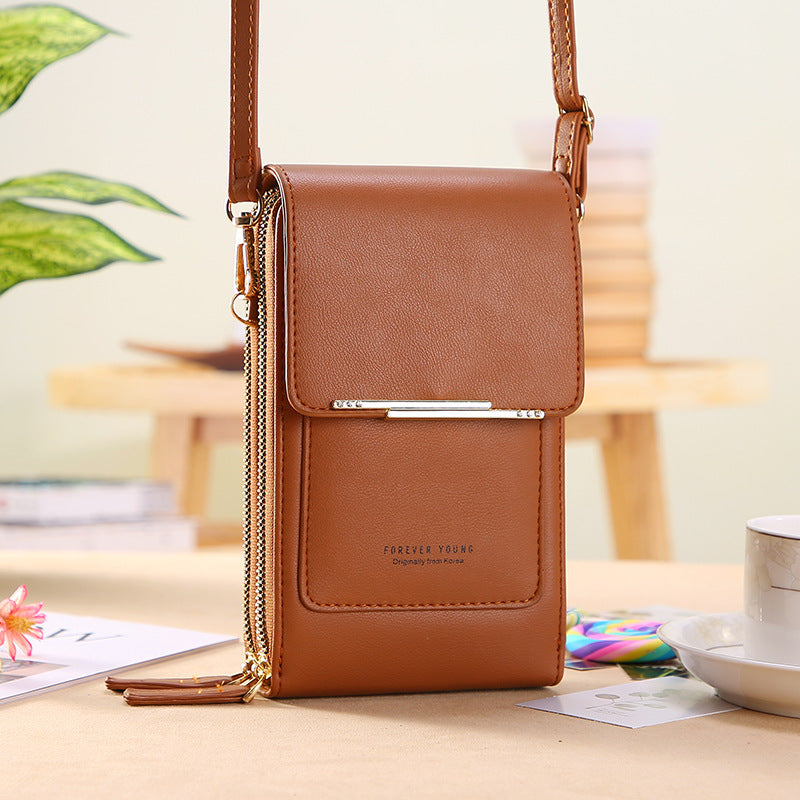 Touchscreen mobile phone bag for women, a all crossbody bag for holding mobile phones, vertical wallet
