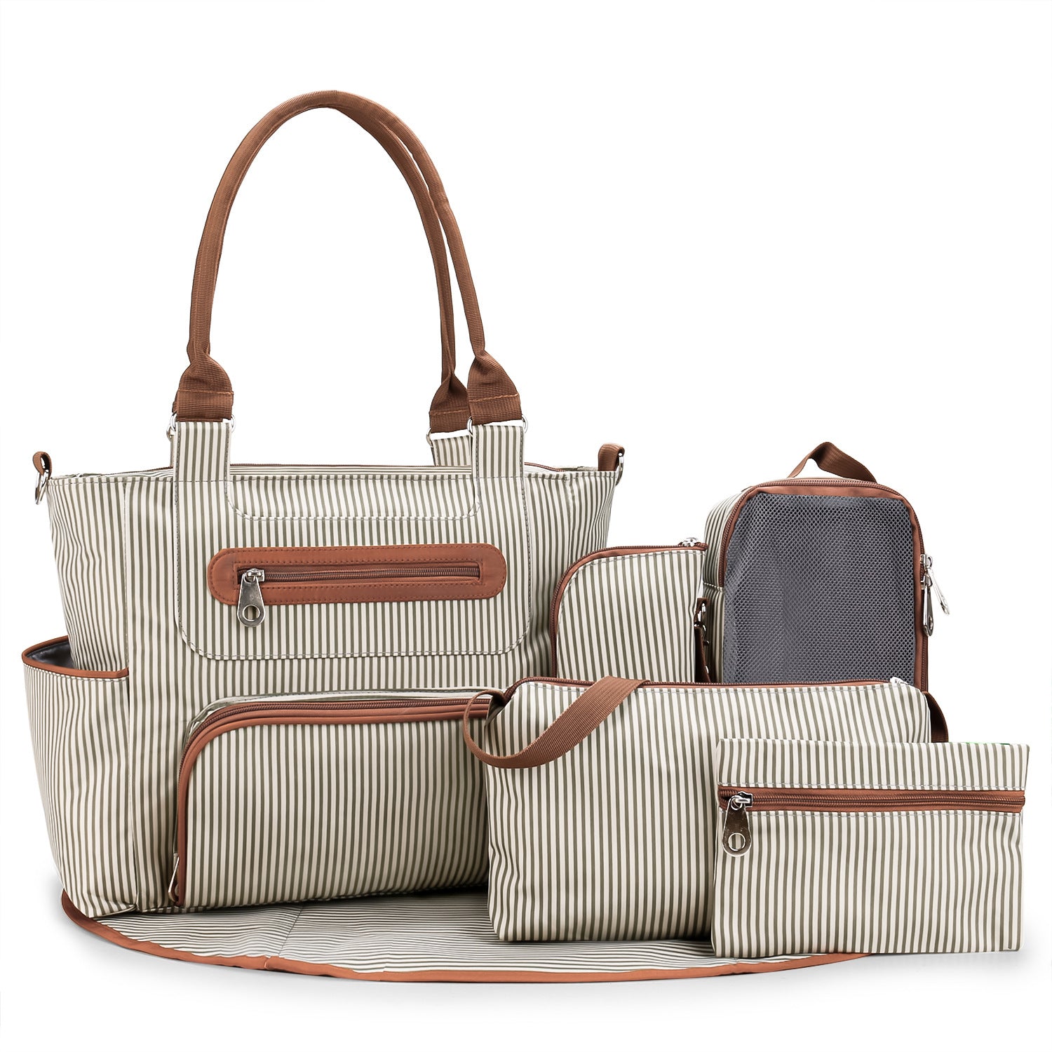 8 Piece Diaper Bag Set with ulated Bottle Pockets